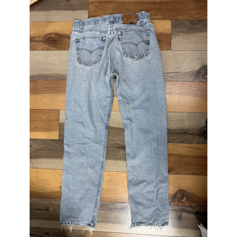 Levi's 501 Jeans Mens 33x34 Blue Fair Trashed Distressed Vintage 90s USA Made - Picture 2 of 7